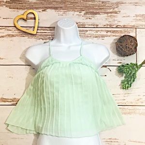Abercrombie & Fitch mint green pleated chiffon top